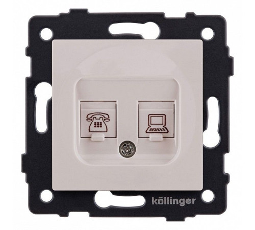 Розетка двойная RJ-11 и Ethernet RJ-45, без рамки Kollinger REA-011CM