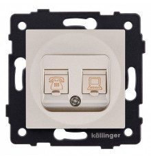 Розетка двойная RJ-11 и Ethernet RJ-45, без рамки Kollinger  REA-011GD