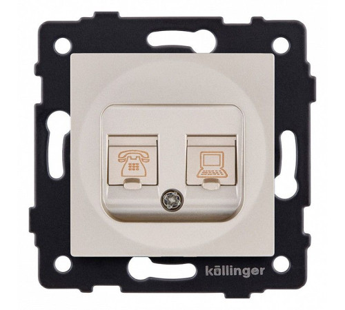 Розетка двойная RJ-11 и Ethernet RJ-45, без рамки Kollinger REA-011GD