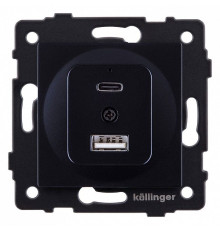 Розетка 2хUSB type A и C без рамки Kollinger  REA-037BK