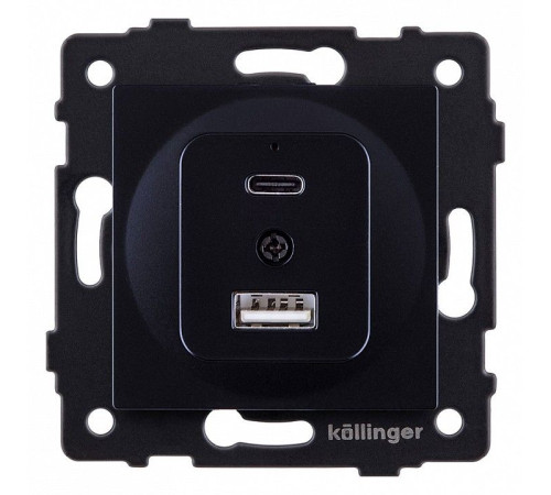 Розетка 2хUSB type A и C без рамки Kollinger REA-037BK