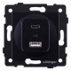 Розетка 2хUSB type A и C без рамки Kollinger REA-037BK