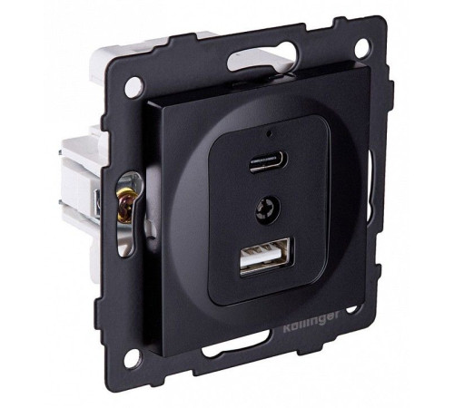 Розетка 2хUSB type A и C без рамки Kollinger REA-037BK