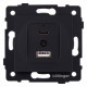 Розетка 2хUSB type A и C без рамки Kollinger REA-037BM