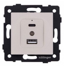Розетка 2хUSB type A и C без рамки Kollinger  REA-037CM