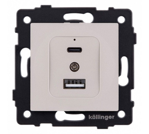 Розетка 2хUSB type A и C без рамки Kollinger REA-037CM