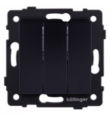 Выключатель трехклавишный без рамки Kollinger  REA-R-012BK