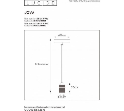 Подвесной светильник Lucide Jova 08426/01/02