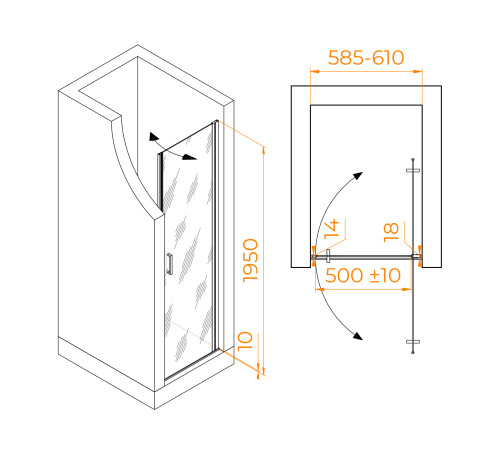 Душевая дверь RGW LE-003Gr 600 мм стекло графит хром 351200306-110