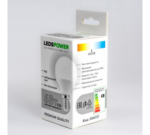 Лампа светодиодная LEDS POWER P45 006727