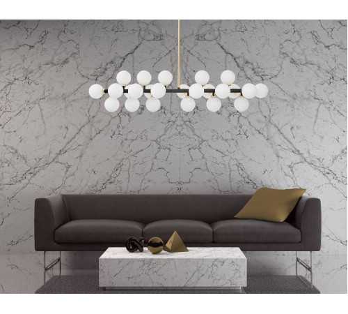 Люстра на штанге LUMINA DECO Marsiada LDP 6033-24 BK+GD