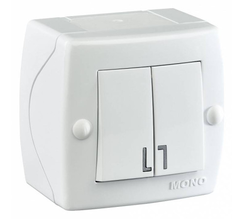 Выключатель двухклавишный Mono Electric Octans IP20 104-010101-102