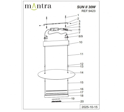 Подвесной светильник Mantra Sun II 9423
