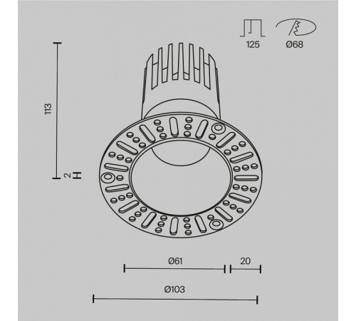 Встраиваемый светильник Maytoni DL122-15W-3K-TRS-B