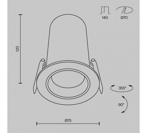 Встраиваемый светильник FOCUS LED DL125-L12-3K-W