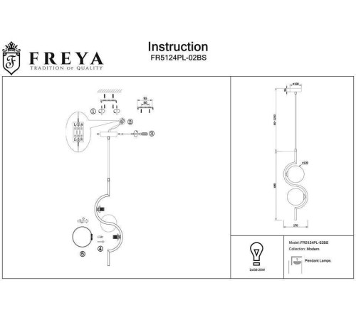 Подвесной светильник Freya Harmonie FR5124PL-02BS