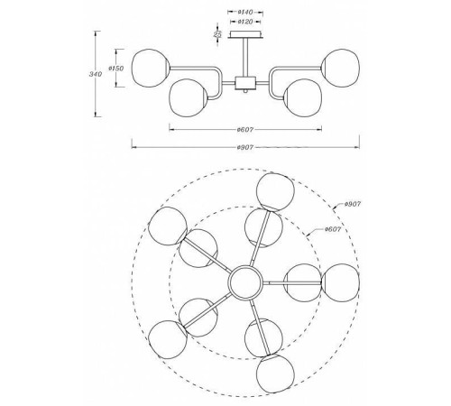 Люстра на штанге Maytoni Erich MOD221PL-10N