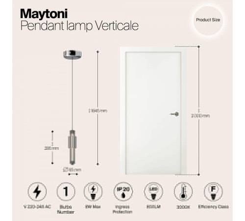 Подвесной светильник Maytoni Verticale LED 9 Вт 3000K MOD308PL-L9CH3K