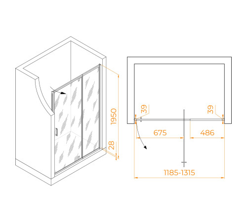 Душевая дверь RGW Passage PA-008 1200x1850 мм хром матовое стекло 350800813-21