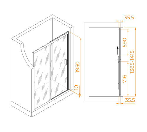 Душевая дверь RGW Passage PA-017 1400 мм прозрачное стекло хром 350801714-11