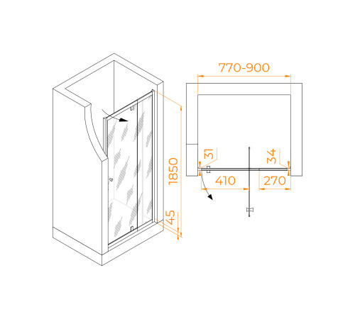 Душевая дверь RGW Passage PA-02B NEW 800x1950 мм черный 41080208-14