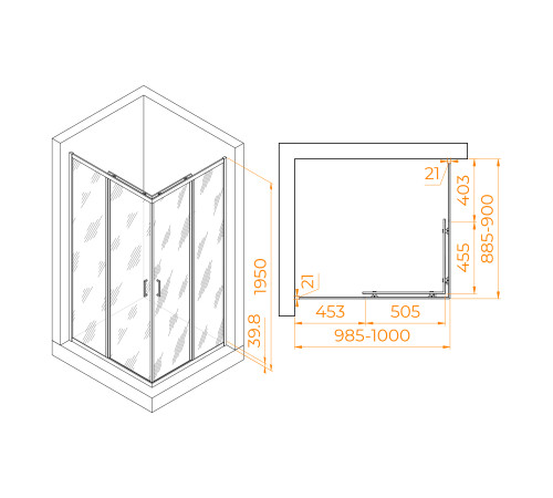 Душевой уголок RGW Passage PA-040B 900x1000 мм 3508104090-14