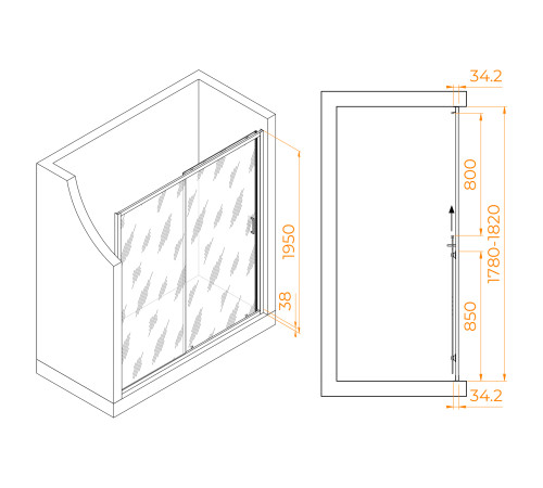 Душевая дверь RGW Passage PA-14 180x195 см графитовое стекло 41081418-110