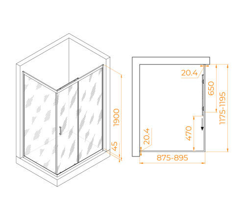 Душевой уголок RGW Passage PA-245B 900x1200 мм черный 410824592-14
