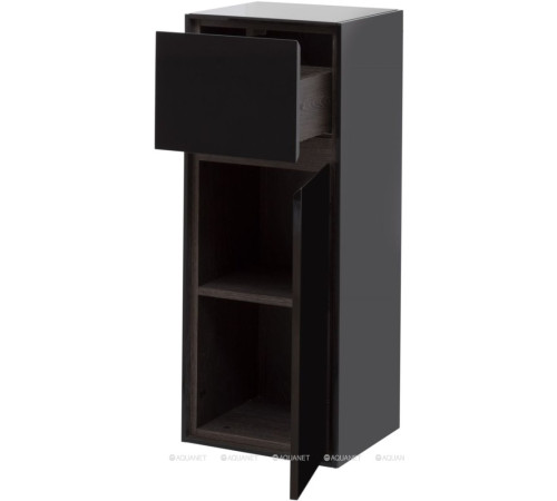 Шкаф-пенал малый Aquanet Милан 35 черный глянец 00306376