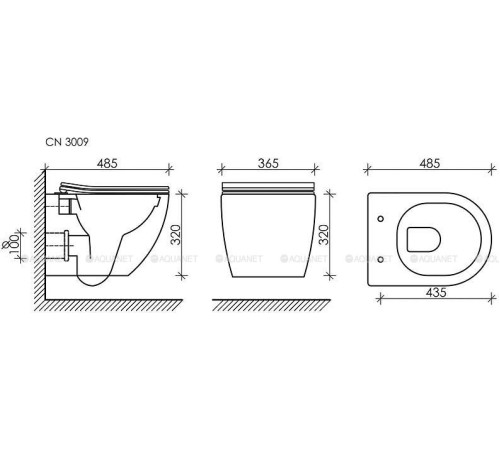 Унитаз подвесной Ceramica Nova Forma с тонким сиденьем 485х320х365 мм CN3009