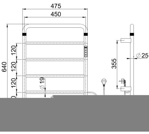 Полотенцесушитель электрический Allen Brau PRIORITY R 640x475 мм черный матовый 7.31000-31