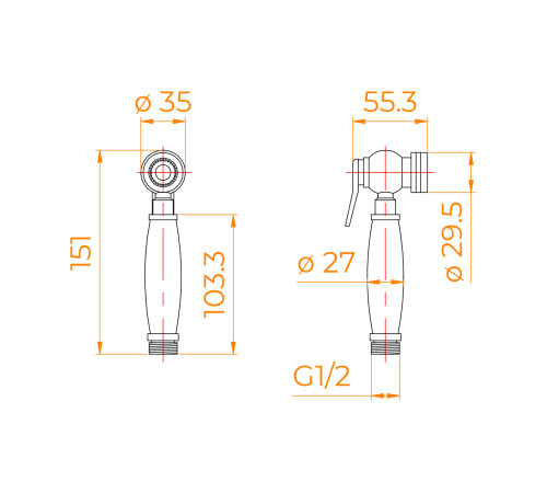 Гигиеническая лейка RGW PT010102 хром PT010102