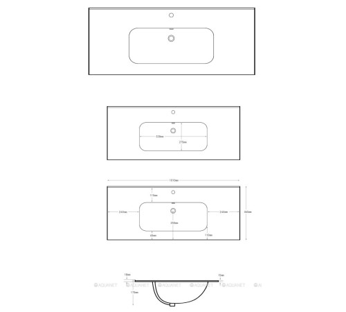 Раковина-столешница Aquanet Flat 100 черный матовый 00329257