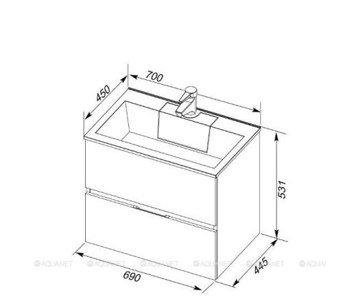 Раковина-столешница Aquanet Фортуна 70 00182523