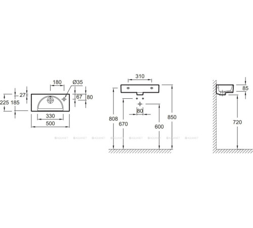 Раковина Jacob Delafon Odeon Rive Gauche 50x22 см отверстие справа EGO112-56-00