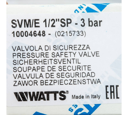 Предохранительный клапан с манометром Watts SVM 30-1/2 3 бар 10004648