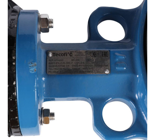 Затвор дисковый поворотный Tecofi VPI4448 DN 250 PN 16 межфланцевый с ручкой VPI4448-02EP0250