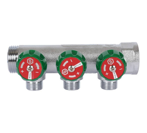 Коллектор регулирующий STOUT 3/4 3 отвода 1/2 плоское уплотнение SMB-6849-341203