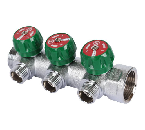 Коллектор регулирующий STOUT 3/4 3 отвода 1/2 плоское уплотнение SMB-6849-341203