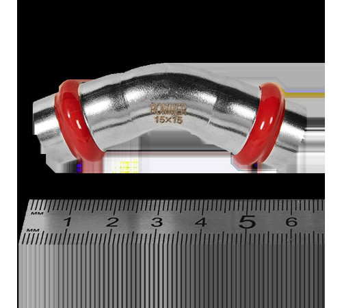 Угольник 45° ROMMER нержавеющая сталь пресс 15 мм RSS-0005-000015