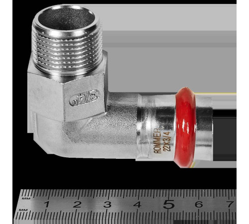 Угольник-переходник 90° ROMMER нержавеющая сталь 22 мм x 3/4 НР RSS-0010-002234