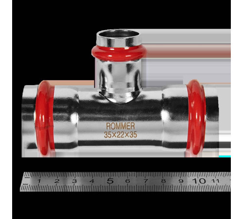 Тройник переходной ROMMER 35х22х35 мм нержавеющая сталь пресс RSS-0014-352235