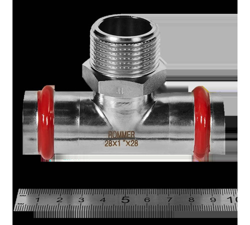 Тройник-переходник пресс-НР ROMMER 28x1 нержавеющая сталь RSS-0016-000281
