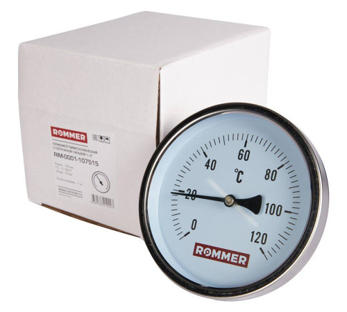 Термометр биметаллический аксиальный ROMMER 100/75 мм 1/2 0-120 °C RIM-0001-107515