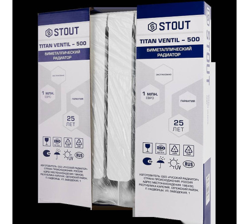 Радиатор биметаллический STOUT TITAN VENTIL 500 5 секций нижнее правое подключение SRB-3320-050005