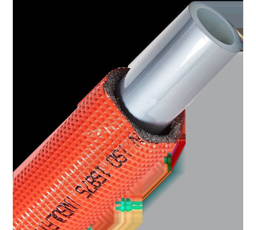 Труба из сшитого полиэтилена STOUT PEX-a 25x3.5 мм в красной теплоизоляции бухта 50 м SPI-0003-002535