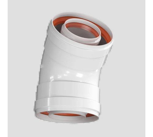 Отвод промежуточный коаксиальный ROMMER 45° 60/100 мм мама-мама RCA-6010-000145