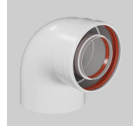 Отвод промежуточный коаксиальный ROMMER 90° 80/125 мм мама-папа RCA-8125-000090