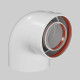 Отвод промежуточный коаксиальный ROMMER 90° 80/125 мм мама-папа RCA-8125-000090