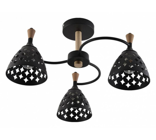 Люстра на штанге Reluce 01515 01515-0.3-03 BK+WOOD